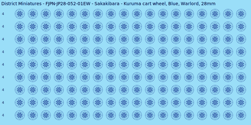 Sakakibara clan mon, Blue waterslide decal sheet, Warlord banner sizes, 28mm