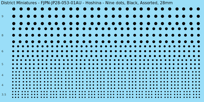 Hoshina clan mon, Nine dots, Black waterslide decal sheet, 28mm