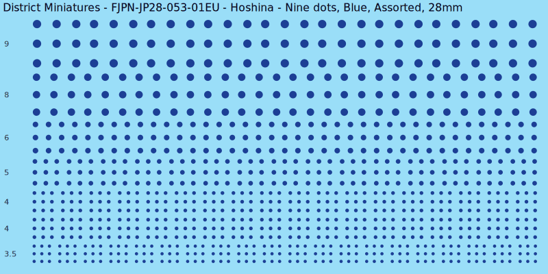 Hoshina clan mon, Nine dots, Blue waterslide decal sheet, 28mm