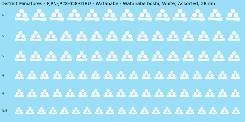 Watanabe clan mon, Watanabe boshi, White waterslide decal sheet, 28mm
