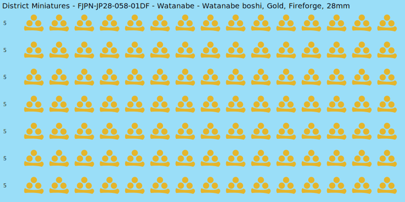Watanabe clan mon, Yellow/Gold waterslide decal sheet, Fireforge banner sizes, 28mm