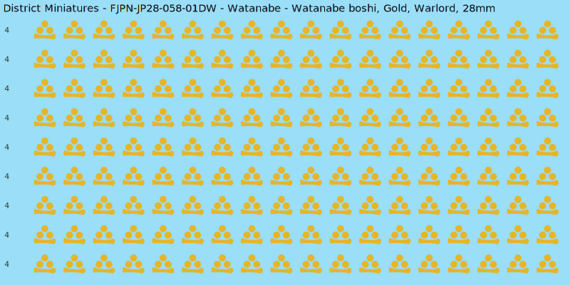 Watanabe clan mon, Yellow/Gold waterslide decal sheet, Warlord banner sizes, 28mm