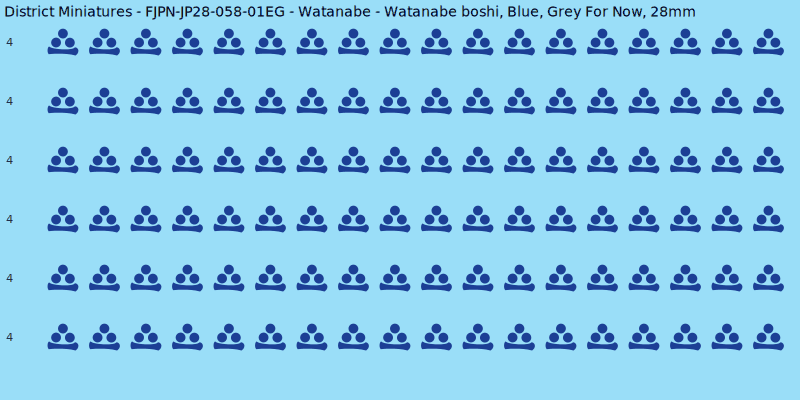 Watanabe clan mon, Blue waterslide decal sheet, Grey For Now banner sizes, 28mm