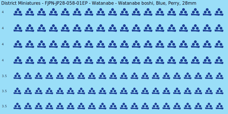 Watanabe clan mon, Blue waterslide decal sheet, Perry banner sizes, 28mm