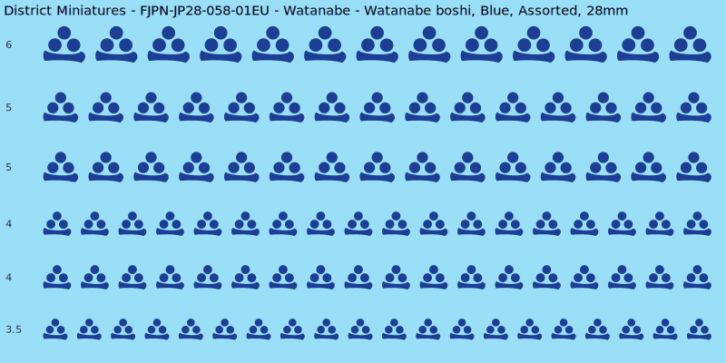 Watanabe clan mon, Watanabe boshi, Blue waterslide decal sheet, 28mm