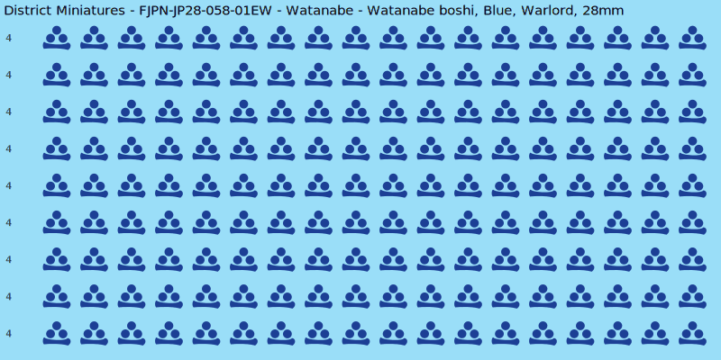Watanabe clan mon, Blue waterslide decal sheet, Warlord banner sizes, 28mm