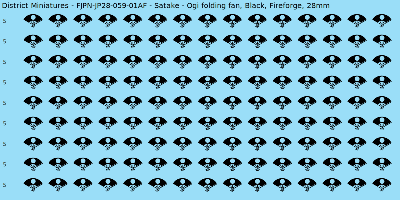 Satake clan mon, Black waterslide decal sheet, Fireforge banner sizes, 28mm