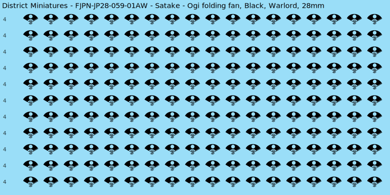 Satake clan mon, Black waterslide decal sheet, Warlord banner sizes, 28mm