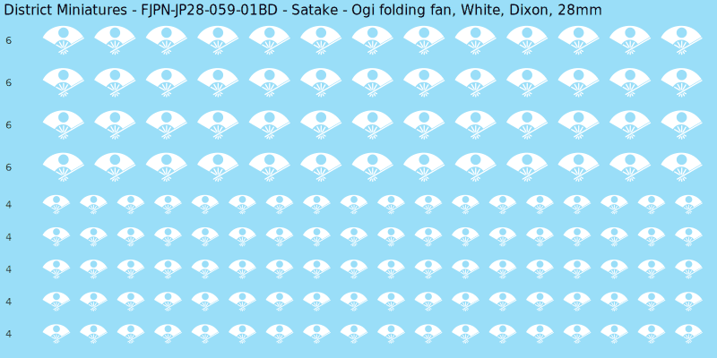 Satake clan mon, White waterslide decal sheet, Dixon banner sizes, 28mm