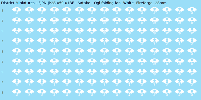 Satake clan mon, White waterslide decal sheet, Fireforge banner sizes, 28mm