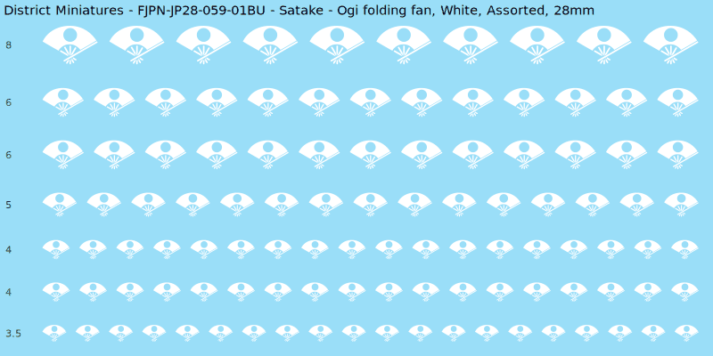 Satake clan mon, White waterslide decal sheet, Assorted banner sizes, 28mm