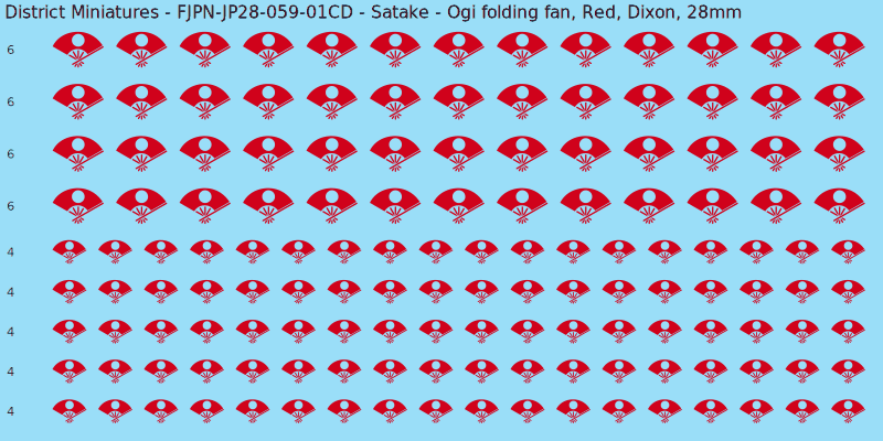 Satake clan mon, Red waterslide decal sheet, Dixon banner sizes, 28mm