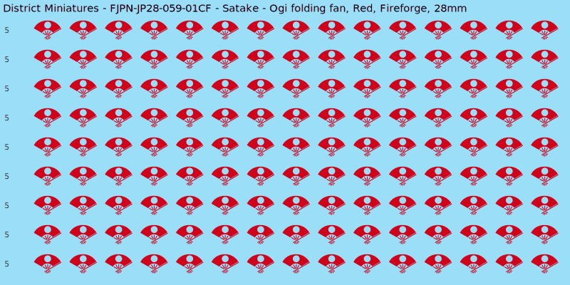 Satake clan mon, Red waterslide decal sheet, Fireforge banner sizes, 28mm