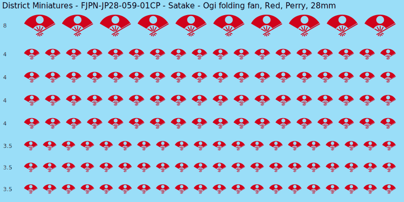 Satake clan mon, Red waterslide decal sheet, Perry banner sizes, 28mm