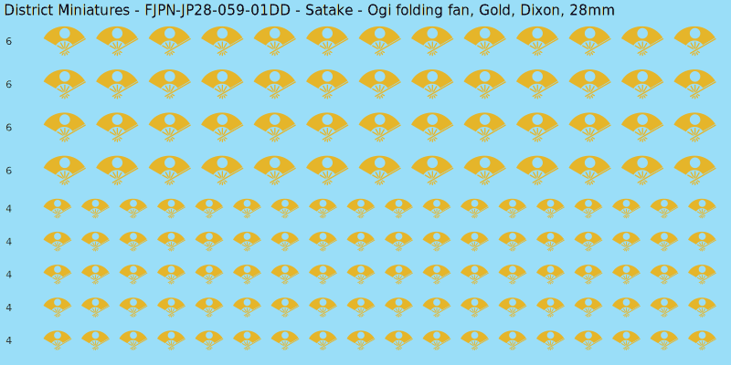 Satake clan mon, Yellow/Gold waterslide decal sheet, Dixon banner sizes, 28mm