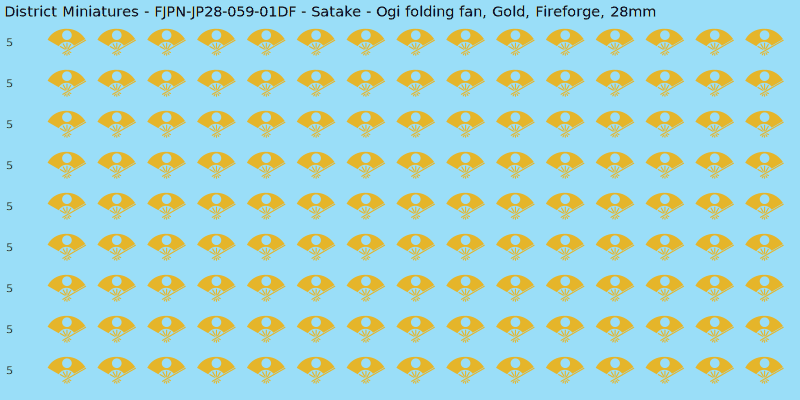 Satake clan mon, Yellow/Gold waterslide decal sheet, Fireforge banner sizes, 28mm