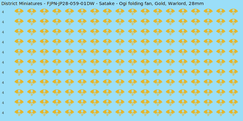 Satake clan mon, Yellow/Gold waterslide decal sheet, Warlord banner sizes, 28mm