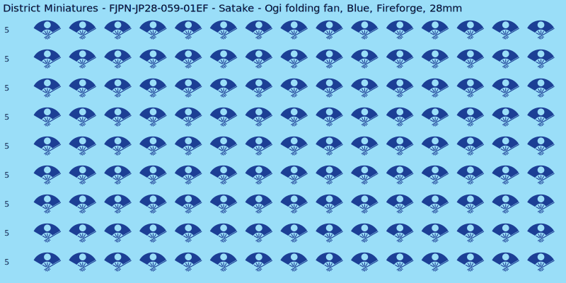 Satake clan mon, Blue waterslide decal sheet, Fireforge banner sizes, 28mm