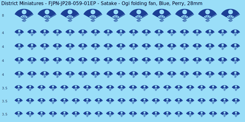Satake clan mon, Blue waterslide decal sheet, Perry banner sizes, 28mm