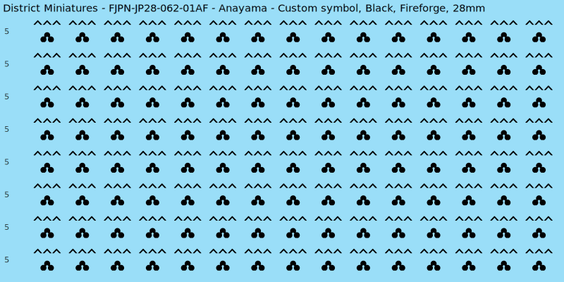 Anayama clan mon, Black waterslide decal sheet, Fireforge banner sizes, 28mm