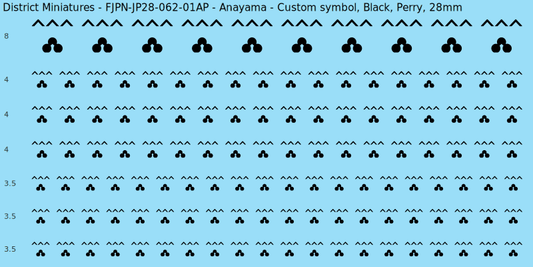 Anayama clan mon, Black waterslide decal sheet, Perry banner sizes, 28mm