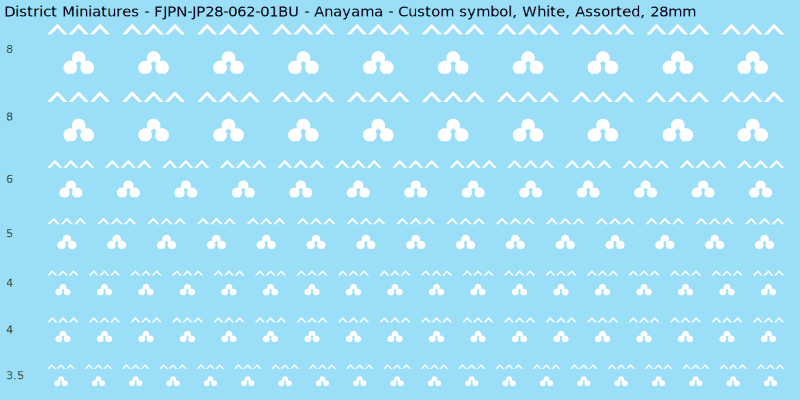 Anayama clan mon, Custom symbol, White waterslide decal sheet, 28mm