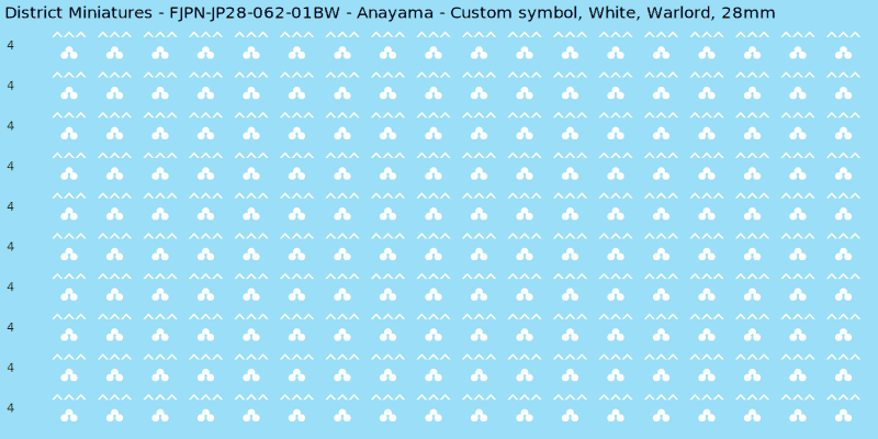 Anayama clan mon, White waterslide decal sheet, Warlord banner sizes, 28mm