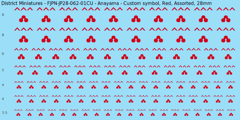 Anayama clan mon, Custom symbol, Red waterslide decal sheet, 28mm