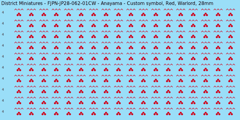 Anayama clan mon, Red waterslide decal sheet, Warlord banner sizes, 28mm