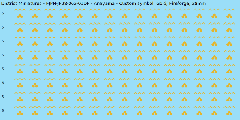 Anayama clan mon, Yellow/Gold waterslide decal sheet, Fireforge banner sizes, 28mm