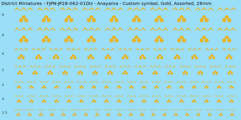 Anayama clan mon, Custom symbol, Gold waterslide decal sheet, 28mm