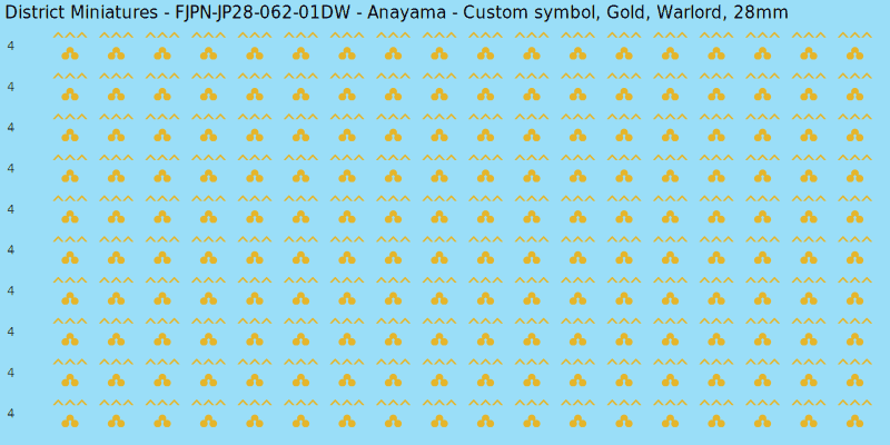 Anayama clan mon, Yellow/Gold waterslide decal sheet, Warlord banner sizes, 28mm