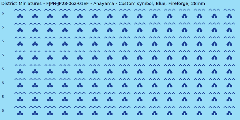 Anayama clan mon, Blue waterslide decal sheet, Fireforge banner sizes, 28mm