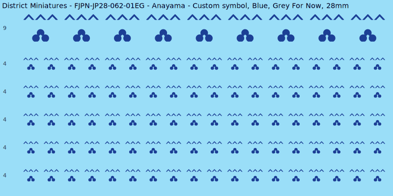 Anayama clan mon, Blue waterslide decal sheet, Grey For Now banner sizes, 28mm
