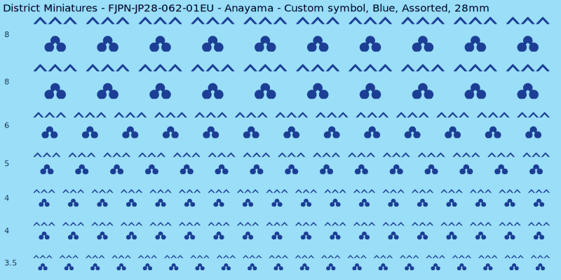 Anayama clan mon, Custom symbol, Blue waterslide decal sheet, 28mm