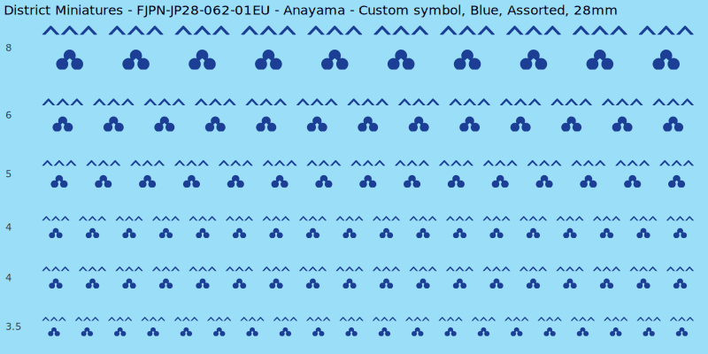 Anayama clan mon, Blue waterslide decal sheet, Assorted banner sizes, 28mm