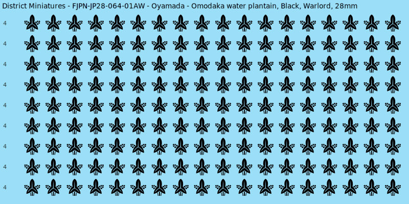 Oyamada clan mon, Black waterslide decal sheet, Warlord banner sizes, 28mm