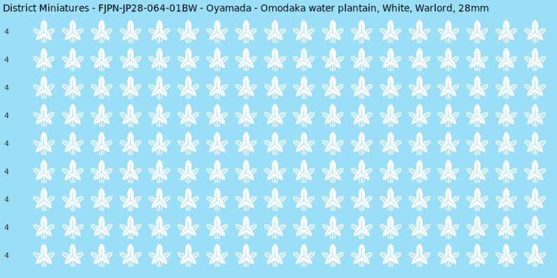 Oyamada clan mon, White waterslide decal sheet, Warlord banner sizes, 28mm