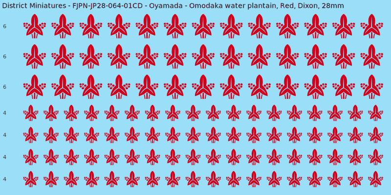 Oyamada clan mon, Red waterslide decal sheet, Dixon banner sizes, 28mm