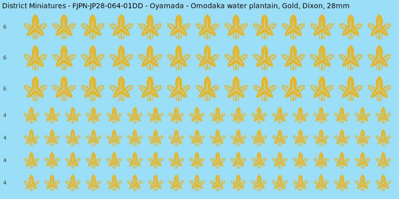 Oyamada clan mon, Yellow/Gold waterslide decal sheet, Dixon banner sizes, 28mm