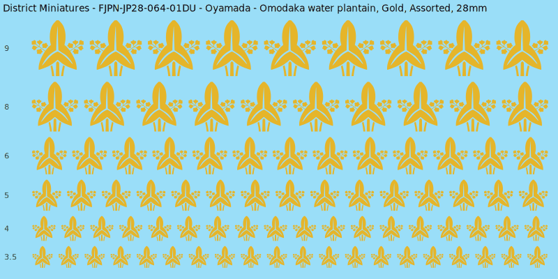 Oyamada clan mon, Omodaka water plantain, Gold waterslide decal sheet, 28mm