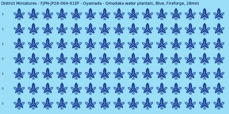 Oyamada clan mon, Blue waterslide decal sheet, Fireforge banner sizes, 28mm