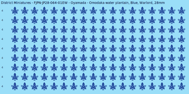 Oyamada clan mon, Blue waterslide decal sheet, Warlord banner sizes, 28mm