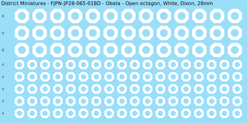 Obata clan mon, White waterslide decal sheet, Dixon banner sizes, 28mm