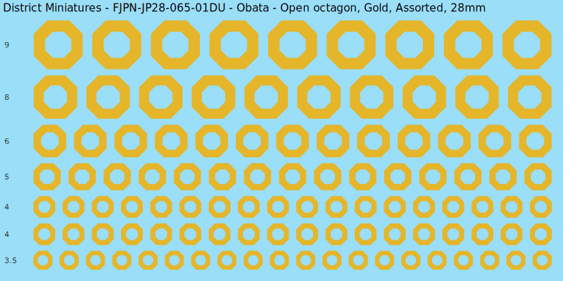 Obata clan mon, Open octagon, Gold waterslide decal sheet, 28mm
