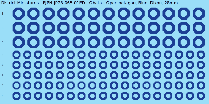 Obata clan mon, Blue waterslide decal sheet, Dixon banner sizes, 28mm