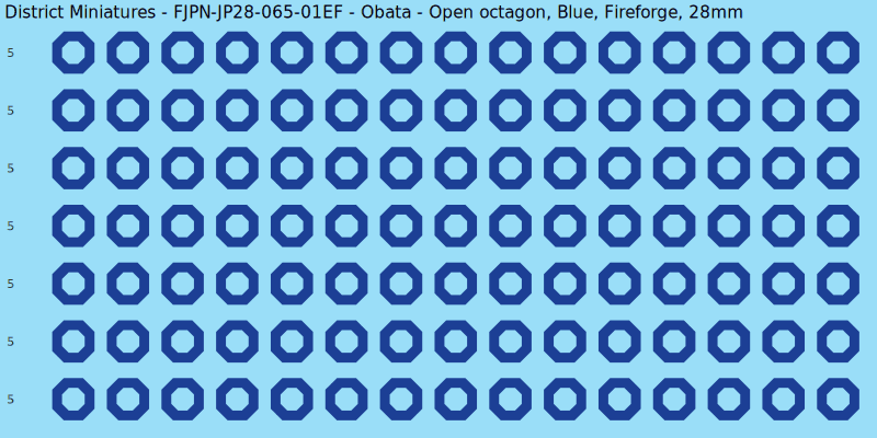 Obata clan mon, Blue waterslide decal sheet, Fireforge banner sizes, 28mm