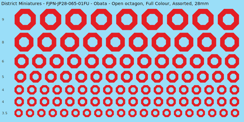Obata clan mon, Open octagon, Full Colour waterslide decal sheet, 28mm