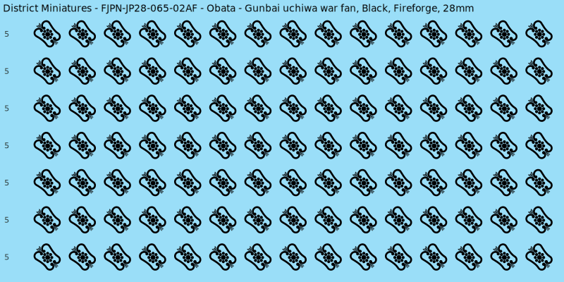 Obata clan mon, Black waterslide decal sheet, Fireforge banner sizes, 28mm
