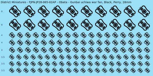 Obata clan mon, Black waterslide decal sheet, Perry banner sizes, 28mm